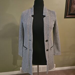 Maurices Black-and-White Textured Blazer Coatigan